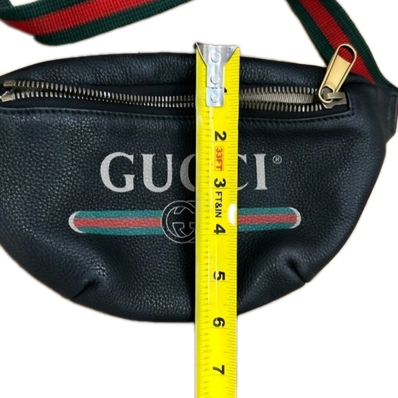 GUCCI Printed (Unisex) Black Leather Belt / Waist Bag with COA - Picture 15 of 16